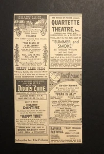 Anuncio de periódico Shady Lane Theater y más Chicago Amusements de colección 0C25 - Imagen 1 de 2