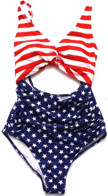 Traje de baño de una pieza American USA Flag Patriotic 4th July, grande para mujer Foto 1 de 2