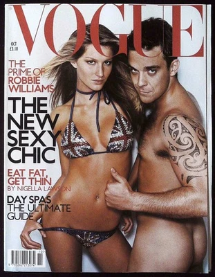 VOGUE UK October 2000 GISELE BUNDCHEN & ROBBIE WILLIAMS Angela Lindvall @ EX+ - Image 1 of 4