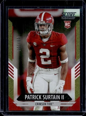 2021 Panini Score Patrick Surtain II RC Dots Gold Rookie #119/225 Crimson Tide - Image 1 of 2