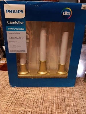 Candelabro LED Philips con Temporizador Base Dorada 8 pulgadas NUEVO-Caja Abierta Foto 1 de 4