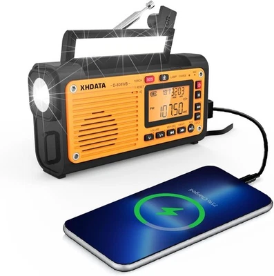 XHDATA D608 Disaster Prevenzione Radio,Solare Mano Manovella Radio Compatibile - Bild 1 von 4
