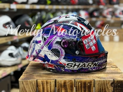 SHARK AERON GP FIM RACING REPLICA ZARCO SIGNATURE MOTORCYCLE HELMET CARBON WHITE - Image 1 of 4