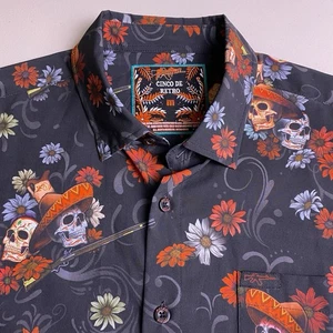 Retro Gewehrhemd M Herren S/S Button Down Cinco De Retro AOP grau sehr guter Zustand - Bild 1 von 8