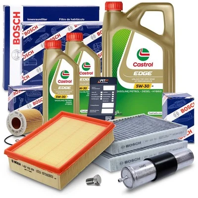 BOSCH-FILTER SERVICE KIT B LUFT+ÖL+POLLEN+KRAFTSTOFFFILTER+7L CASTROL 5W-30 C3 - Bild 1 von 4