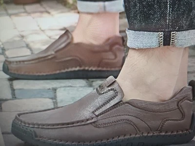 New Men's Size 12  Greks Slip-on Loafers, Lightweight & Comfy casuals, Brown - Image 1 of 4