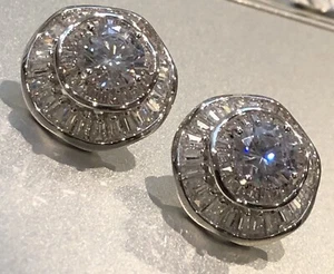 18k White Gold Filled Earrings made w Swarovski Crystal Solitaire Stone Gorgeous - Picture 1 of 12