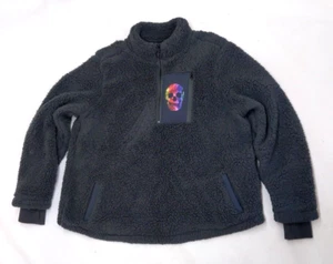 $74.50 TORRID 1 1X 14 - 16 Jacket Sherpa Half Zip Active Sweatshirt Foil Skull - Picture 1 of 4