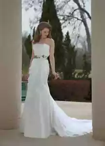 Abito da sposa Da Vinci avorio 14 trombe sirena abito increspato senza spalline fascia 8465 - Foto 1 di 3