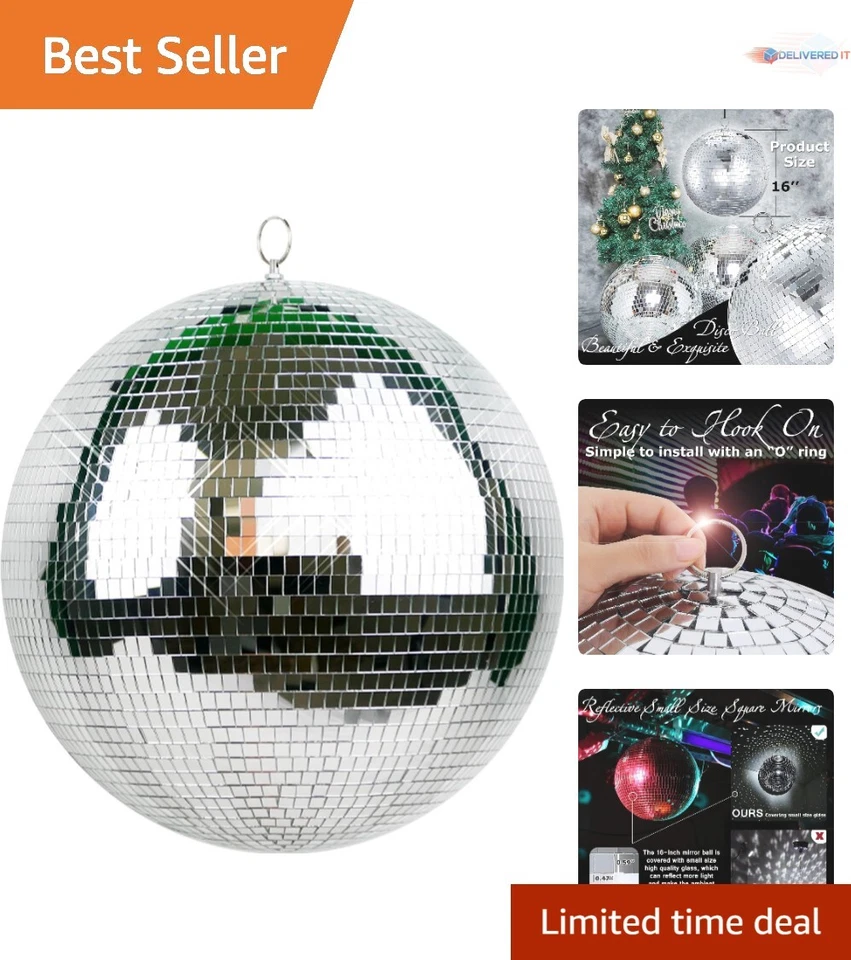 16-Inch Large Disco Ball – Mirror Ball Disco Ball Decor for Parties Weddings...