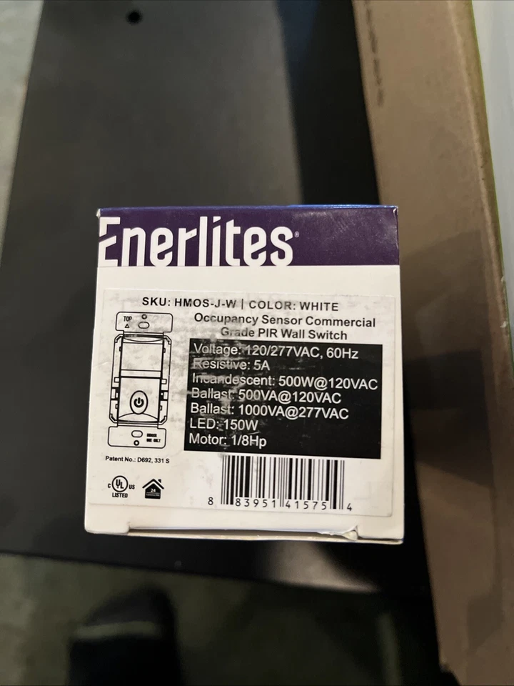 Enerlites HMOS-J-W Occupancy/Vacancy Sensor Commercial Grade PIR Wall Switch - Image 1 of 1