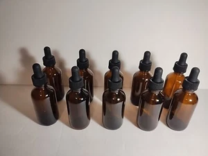 2oz Amber Glass Bottles with Glass Eye Dropper - Pack of 10 All NEW - Picture 1 of 4