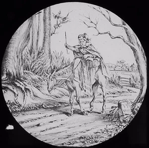 Glass Magic Lantern Slide DAME PERKINS C1890 VICTORIAN TALE WOMAN HORSE RIDING - Picture 1 of 2