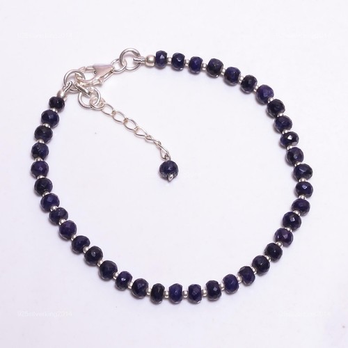 VALENTINO Regalo di nozze per lei bracciale perline argento 925 pietra preziosa zaffiro blu naturale