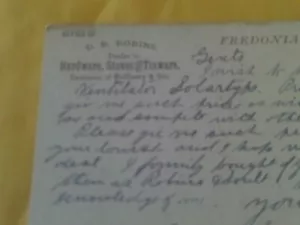 SELTENE POSTKARTE 1884 SIGNIERT D. B. ROBINS HARDWARE & STOVES & TINWARE FREDONIA PA. - Bild 1 von 3