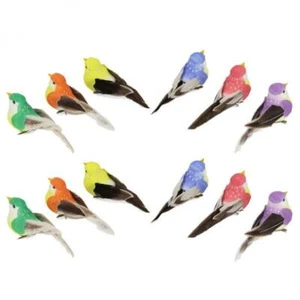 12 Pieces Multicolored Artificial Feathered Birds, crafts Ornament, for home and - Picture 1 of 7