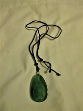 New ListingNatural Chalcedony Jade Green Emerald Pendant Black Cord Necklace Lotus Flower