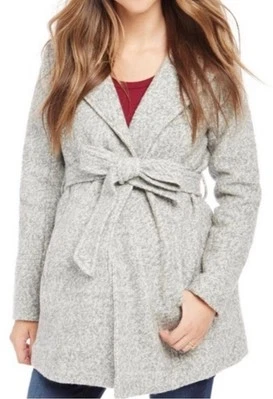 motherhood maternity coat small Gray Wool Hooded With Belt - Image 1 of 4