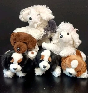 Lot Of 6 Aurora Flopsie Plush Dogs Spaniels Pointer Poodle Sheepdog 12" - Picture 1 of 10