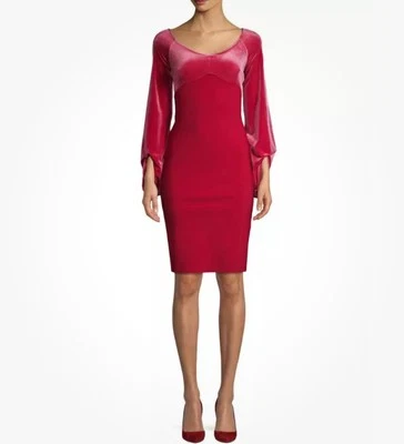 全新带标签 La Petite Robe CHIARA BONI Narda 天鹅绒帝国腰连衣裙 Granata 尺寸 2 — 第 1/4 张图片