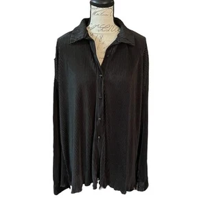 Flamingo Black Button Front Ribbed Texture Shirt Size XX-Large - Picture 1 of 4