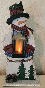 20 1/4" Indoor Christmas Wooden Snowman- Candle Light Up - Christmas Decor - Picture 1 of 20