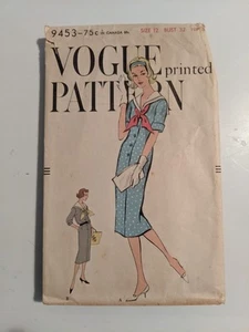 Vintage Vogue Pattern 9453 12 32 Uncut Sailor Dress Sheath Buttons Elbow Epaulet - Picture 1 of 4