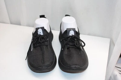 Black trendy duck patt. fashion knit mesh sneakers white stripe Comfort foam 6.5 - Image 1 of 4