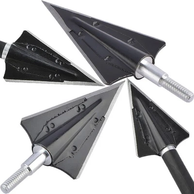 Archery Hunting Arrowheads Blade Tips Large Cut Screw Bow Crossbow Broadheads - Image 1 of 4