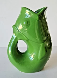 Green Gurgle Pot 6.5" Vase Gurgling Small Fish Pitcher Ceramic pitcher MUST SEE - Picture 1 of 6