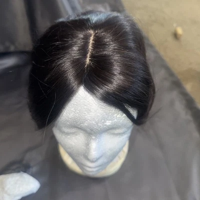 Peluca de 8" con base de seda y parte central de la parte superior del cabello humano toupee para mujer Foto 1 de 4