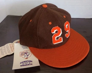 SATCHEL PAIGE ST LOUIS BROWNS EBBETS FIELD FLANNELS SIGNATURE MOMENT HAT 7 3/8 - Picture 1 of 9