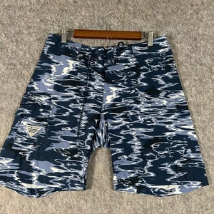 Columbia Mens PFG Offshore Board Shorts Size 32W Collegiate Navy Ripples Fishing - Picture 1 of 7