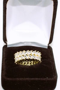 10k gold plated women band baguette zirconia - Picture 1 of 4