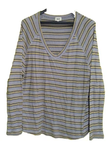 Suéter BKE Cuello en V Profundo Para Hombres Talla M Rayas Waffle Raglán Rayón Elastizado Gris Y2K - Imagen 1 de 9