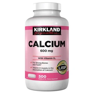 Kirkland Signature Calcium 600 mg. with Vitamin D3, 500 Tablets (2 Pack) - Picture 1 of 2