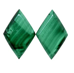 Natural Malachite Fancy Shape Cut Pair 25x17 mm 25.90 CTS Loose Gemstones - Picture 1 of 4