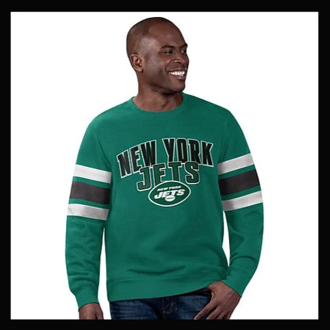 New NFL Official New York JETS Black Label Crew Neck Sweater Medium G-III Cover