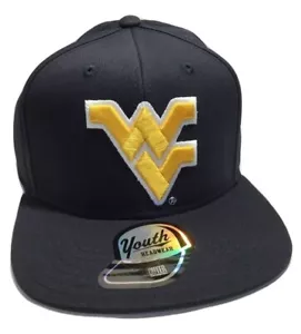 NCAA West Virginia Mountaineers Ball Cap, Youth , Navy Blue Yellow, Flat Brim - Picture 1 of 7
