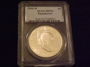 1990-W $1 Eisenhower PCGS MS 70 - Picture 1 of 2