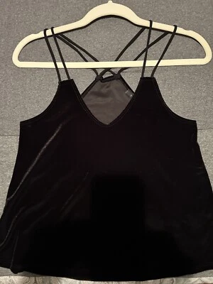 Tanque trasero corredor terciopelo negro Snap talla S - doble correa Foto 1 de 3