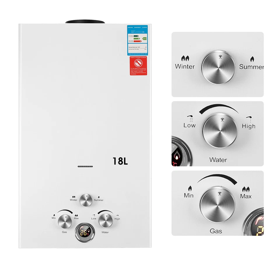 OYAJIA Water Propane Heater Tankless Instant 18L LPG Gas Water Heater USA 36KW 4.76GPM