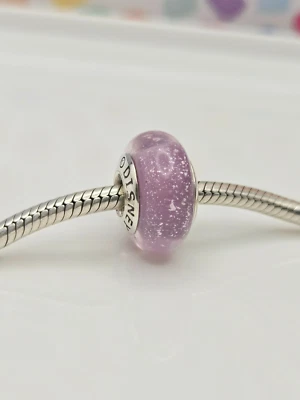 Authentic Pandora Disney Rapunzel's Signature Color Murano Glass silver  Charm - Image 1 of 4