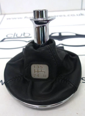 Fiat 500 Sport 5 Speed Gearstick Leather Gaiter Trim & Chrome Surround Genuine - Image 1 of 4