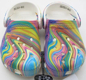 NWT Authentic CROCS Classic Out of This World Kids Clog Tie Dye Pastel Swirls C6 - Picture 1 of 9