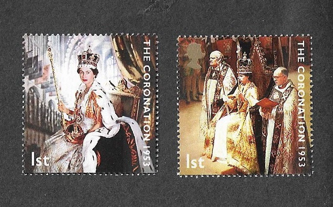 QUEEN ELIZABETH CORONATION ANNIVERSARY 2 X 1ST CLASS MNH ROYALTY GREAT BRITAIN - Image 1 of 1