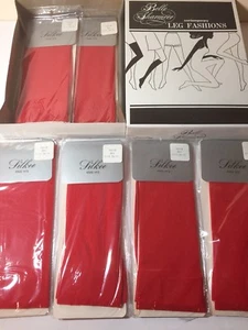 6 Paar Vintage rote Nylon transparente Kniestrümpfe Strümpfe 8 1/2 - 11" USA Kniehoch USA - Bild 1 von 8