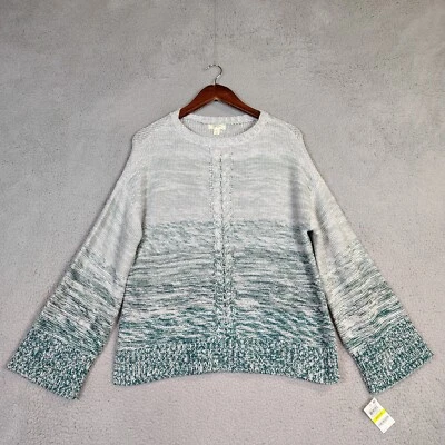 Suéter para mujer Style & Co verde mediano manga campana ombre suéter de gran tamaño nuevo con etiquetas Foto 1 de 4