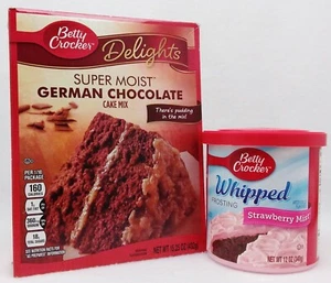 Betty Crocker Super Moist GERMAN CHOCOLATE Cake Mix STRAWBERRY MIST Frosting Set - Picture 1 of 1