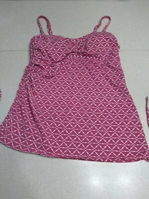 Camiseta tankini de natación Lands End para mujer talla 8 rosa blanco Foto 1 de 4